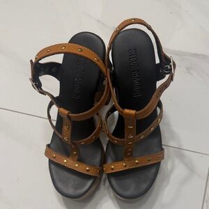 Steve Madden Tan and Black Studded Sandals